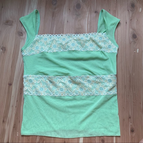 Cosabella Green Camisole with Lace Accents - Picture 1 of 4